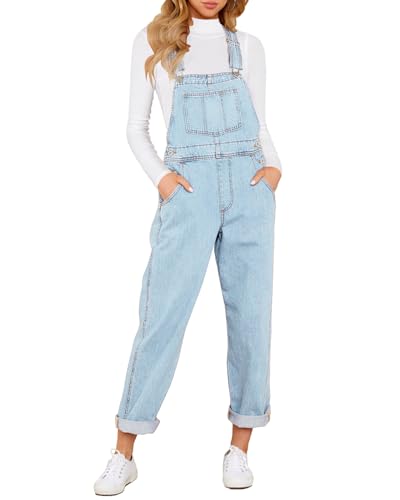Vetinee Jeans Latzhose Damen Damen Jumpsuit Sommer Azurblaues Leuchten...