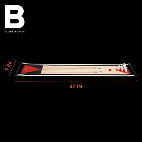 The Black Series Tabletop Shuffleboard And Bowling 2 In 1 Set With Roll-Up Game Board #TOP6