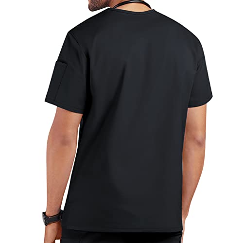 MYNKYLL Blusa masculina lisa de manga curta, gola V, bolso com manga e manga para trabalhadores, Pre