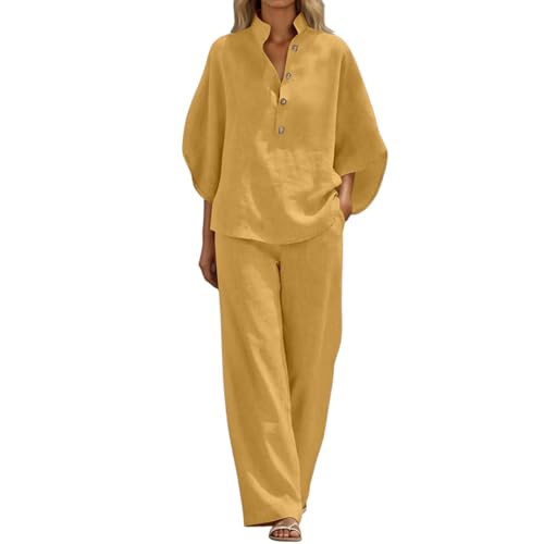 Conjunto de muselina de dos piezas transpirable e informal con pantalón holgado para mujer