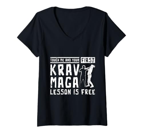 Donna Toccami e la tua prima lezione di krav maga è gratuita Maglietta con Collo a V