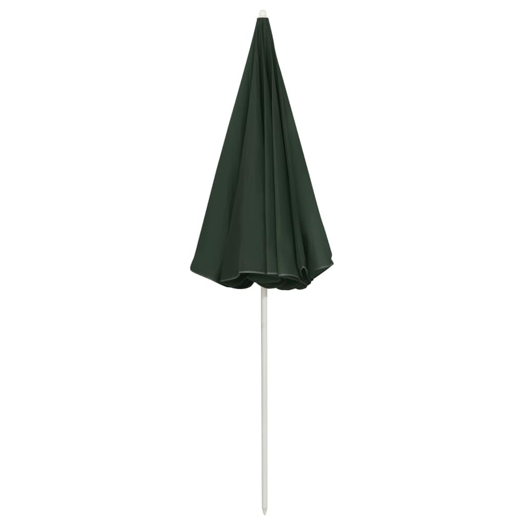 Zielony parasol plażowy odporny na promieniowanie UV, poliester, średnica 240 cm, z mechanizmem nachylenia, stabilny maszt na taras, balkon, do ogrodu, ochrona przed słońcem i ochrona przed