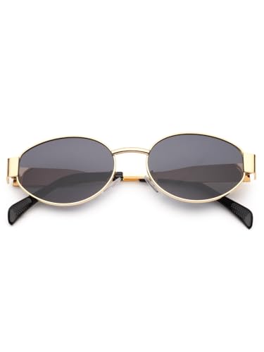 Image of HASHTAG EYEWEAR Retro Oval Sunglasses for Women | Stylish UV400 Protection Shades | Lightweight Durable Metal Frame | Trendy Vintage Oval Glares for Women | Classic & Elegant Design for All Occasions