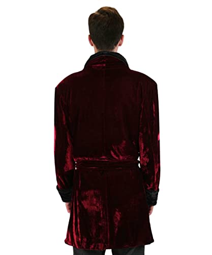 Historical Emporium Men's Vintage Plush Velvet Smoking Robe, Velvet Trim and Tie4