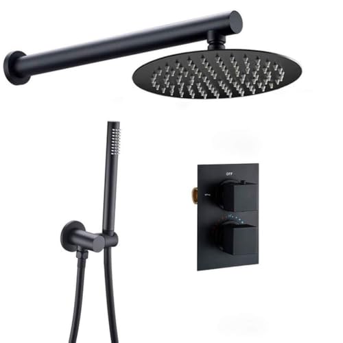 Robinet de douche noir mat ensemble salle de bain colonne murale avec mitigeur thermostatique LWX