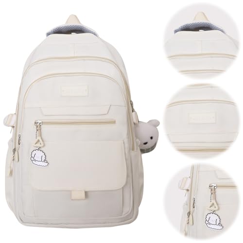Backpack Lightweight Casual Travel Daypack Large Capacity Bag Nylon Rucksack for Women (Beige)2