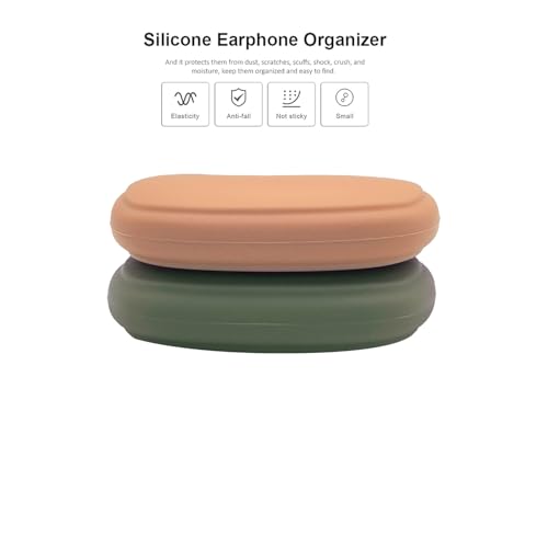 Image of TANGZU Silicone Headphone Organizer, Data Cable Storage Case, Portable Wired Headphone Organizer, Mini Magnetic Storage Box Storing Earbuds /USB Flash Drive /Key for Home or Workplace (Brown,Green-2PCS)