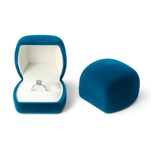 FuninCrea Caja de Anillos, Caja de Joyería de Terciopelo para Anillos para Boda Propuesta Compromiso, Caja Anillo Compromiso Pequeño Cajas de Almacenamiento de Anillos para Collares Pendientes