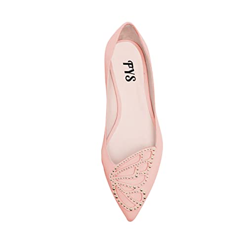 FYS Women Pointed Toe Rhinestone Studded Flats Butterfly Grain Slip on Pumps Summer Party Dress Casual Office Driving Shoes Size 4-15 US4
