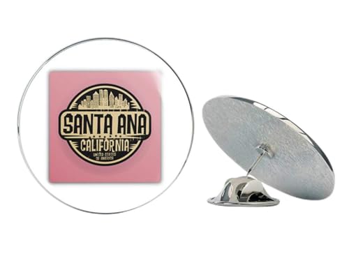 Santa Ana City USA Grunge Label Round Metal 0.75