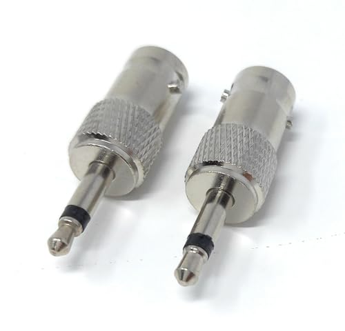 DRUT 2pcs BNC Socket to 3.5mm Male Mono Jack Plug Composite Coax Cable Adapter (Silver) - Image 3