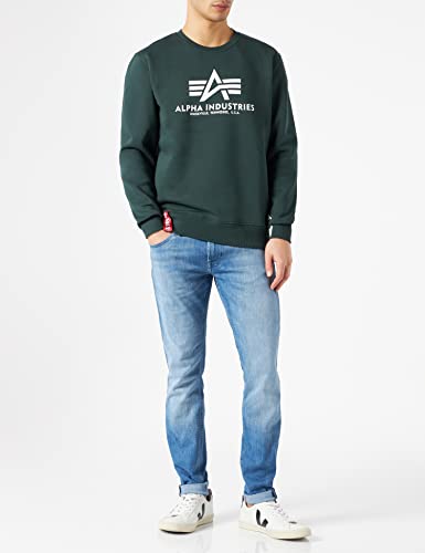 Alpha Industries Basic Sweater Sweatshirt für Herren Navy Green – Ansicht 2