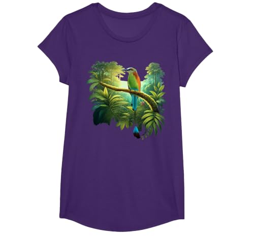 El Salvador Torogoz National Bird Salvadorian Pupusas Flag T-Shirt, Girls, Purple, Small