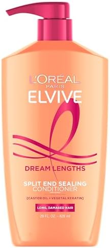 L'Oreal Paris Elvive Dream Lengths Super Detangling Conditioner With Fine Castor Oil and Vitamins B3 and B5 for Long, Damaged Hair, Instantly Detangles To Reduce Breakage With System, 28 Fl Ounce