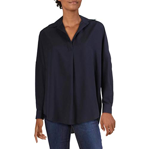 French Connection Womens Rhodes Hi-Low Office Wear Blouse Navy S #TOP26