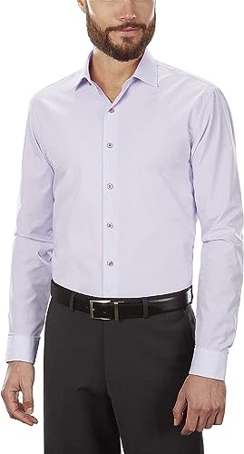 Image of Kenneth Cole REACTION Unlisted Men's Slim Fit Solid Cotton Spread Collar Full Sleeves Formal Dress Shirt