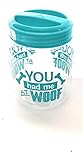 Shanny Network Plastic Airtight Dog Pet Treat & Food Storage Container Canister, 1 Blue and White with Bone Print and You had me at WOOF.