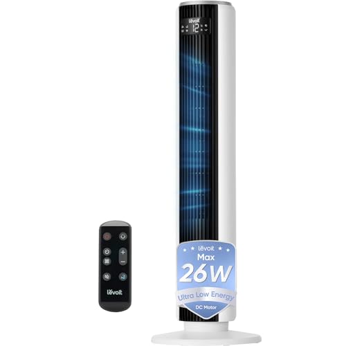 Levoit 20dB Silent Tower Fan 5.5W-26W Energy Saving Fan for Bedroom & Home