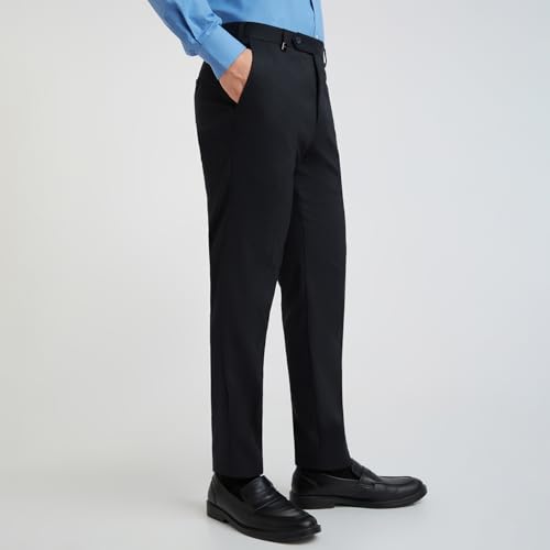 Image of Park Avenue Men Straight Neo Fit Poly Viscose Blend Structure Pattern Flat Front Formal Trouser