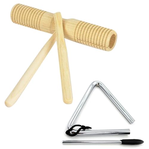 SALUDABLE ウッドブロック ギロ トライアングル 楽器 パーカッション 打楽器 民族 セットのサムネイル