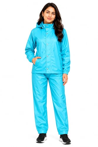 Image of Romano nx Women's 100% Waterproof Rain Suit, Hooded Jacket with Pants, Reversible Double Layer, 3 Years Warranty