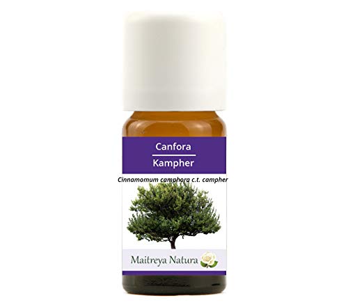 Maitreya Natura Huile Essentielle CAMPHRE, 100% pure et naturelle, 10 ml - aromathérapie, diffuseur, massage, cosmétique - qualité contrôlée et certifiée, sans cruauté, végétalien Cover