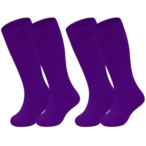 Sarfel Purple Soccer Socks Kids 4-6 Youth Baseball Socks Youth Boys Kids Baseball Socks Toddler Soccer Socks Purple Spirit Wear