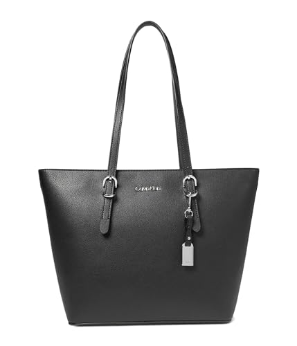 Calvin Klein Serafina Tailored Tote, Black/Silver