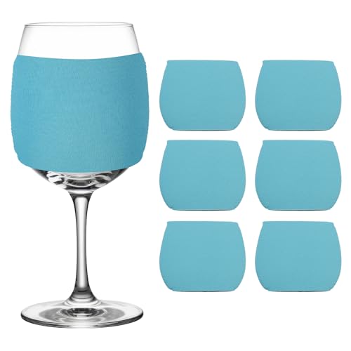 QUARKZMAN 6 Stück Sublimationsblanko-Weinglashüllen, Wiederverwendbare Neopren-Isolierhülle Für Weingläser Zum Schutz Von Kaltgetränken Sublimationszubehör, Blau