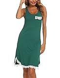 Generic Nachthemd Damen-Ärmellos Lace Nachtwäsche Neglige-Camisole Reizwäsche fur Frauen(Klein,grüne Spitze)