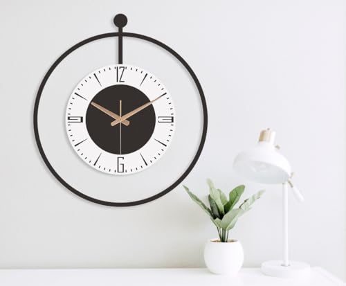 Image of Stylish Metal Analog Wall Clock for Living Room, Bedroom, Office, Kitchen, Home and Hall | Antique Fancy Big Size Modern Wall Watch for Home Decor (Style-34, 50CM)