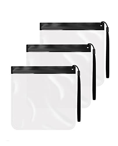 UNIWA Kulturbeutel für Reisen, transparent, 20 x 20 cm, 3 Stück, farblos, 3PCS-Black, Kosmetiktasche Cover