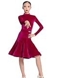 Omfpafeu Rose Purple,130, Girls Latin Dance Dress for Child Ballroom Dancing Competition Dresses Rumba Cha Samba Practice Performance