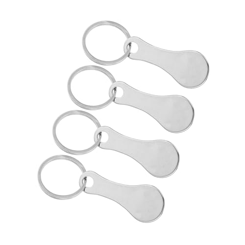 iplusmile 4 Piezas Llaveros para Tokens de Carro de Compra de Acero Inoxidable de Portátiles y Extractores para Carritos de Compras Reutilizables y Duraderos