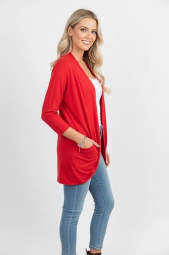Image of ToBeInStyle Womens Open Front Long Sleeve Lightweight Asymmetrical Draped Cardigan with Side Pockets