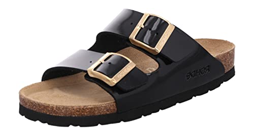 Rohde Damen Pantolette Lack Zwei Schnallen Kork Fußbett Alba 5576,...