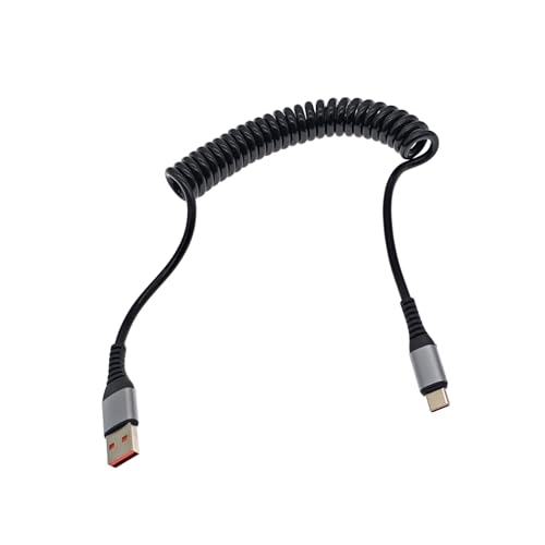 JZK Cavo a spirale da USB A a USB C per ricarica rapida per Apple CarPlay e Android Auto, cavo dati per caricabatteria da auto per iPhone serie 15 e 16 e per SAMSUNG/Xiaomi/OPPO/VIVO