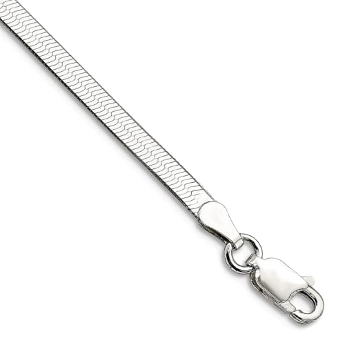 Gliederarmband aus 925er-Sterlingsilber, massiv, poliert, 3 mm, magisches Fischgrätenmuster, 18 cm, Karabinerarmband für Damen