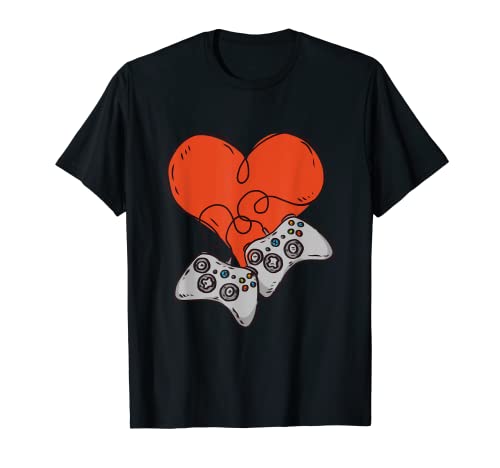 Divertido Video Game Heart Controller T-shirt Valentine Love Day Camiseta