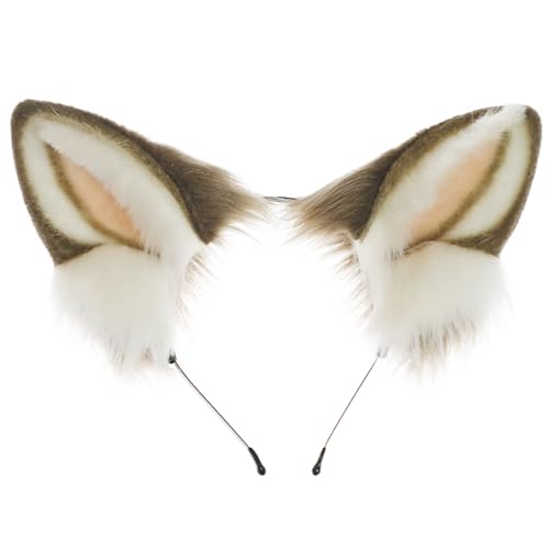 Bandeau oreilles de loup en fausse fourrure douce et finitions main