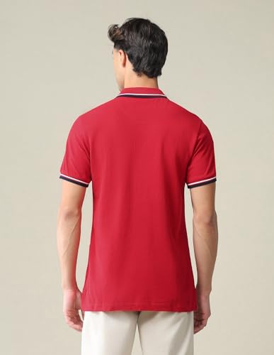 Image of U.S. POLO ASSN. Solid Slim Fit Polo T Shirts for Men - 100% Cotton, Half Sleeve Mens Tshirt - 3XL, Red