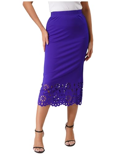 Women's Hollow Hem High Waist Mesh Fishtail Bodycon Midi Skirt2