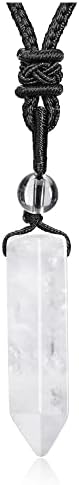 CrystalTears Amethyst Healing Crystal Necklace Hexagonal Natural Quartz Crystals Point Pendant Necklace Adjustable Rope Gemstone Necklace Jewelry for Men Women