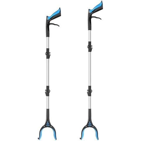36" & 40" Grabber Reacher, Kekoy Foldable Grabbers for Elderly Grab it Reaching Tool Heavy Duty, Anti-Slip Rotating Jaw with Magnet, 4" Wide Claw Opening Reachers for Seniors(Blue) Cover
