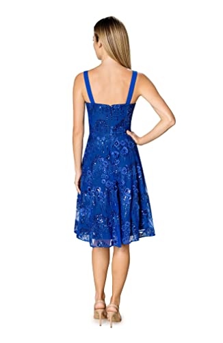 Dress The Population Women's Adelina Sequin Embroidery, Midi, Fit And Flare, Sweetheart Neck Dress, Electric Blue M, Xx-Large #TOP2