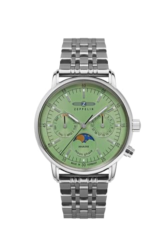 Zeppelin Stainless Steel Lz 14 Marine Day Date Moonphase Analog Dial Color Green Women Watch - 8637M4, Silver Band (B0CHMTM85H) Amazon Price History, Amazon Price Tracker