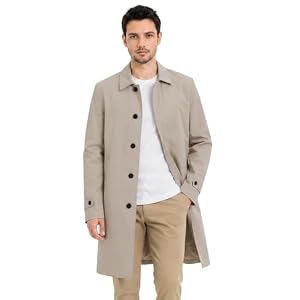 Allthemen Herren Trenchcoat Einreihig Lang Mantel Herbst Elegant Jacke Leichte Freizeit Übergangsjacke Business Casual Beige L