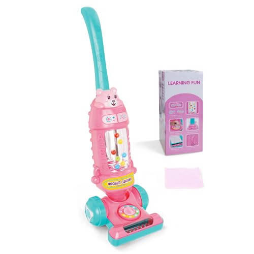 FS Toddler Vacuum Toy That Works with Lights & Sounds, Pretend Play Toy Vacuum for Toddlers 3-5, Kids Vacuum Cleaning Toys for Ages 3+ Years Old Girls, Cleaning Toy with Ball-Popping, Pink