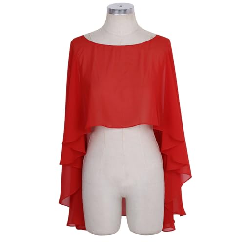 YINGJIABride Woman's Chiffon Capelet Bridal Cape Wedding Shawls Evening Dresses Overlay Stole3