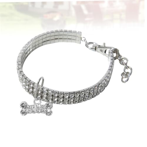 BAZEITFLOW Collar Elástico para Mascotas con de y Colgante Blanco S para Perros y Gatos